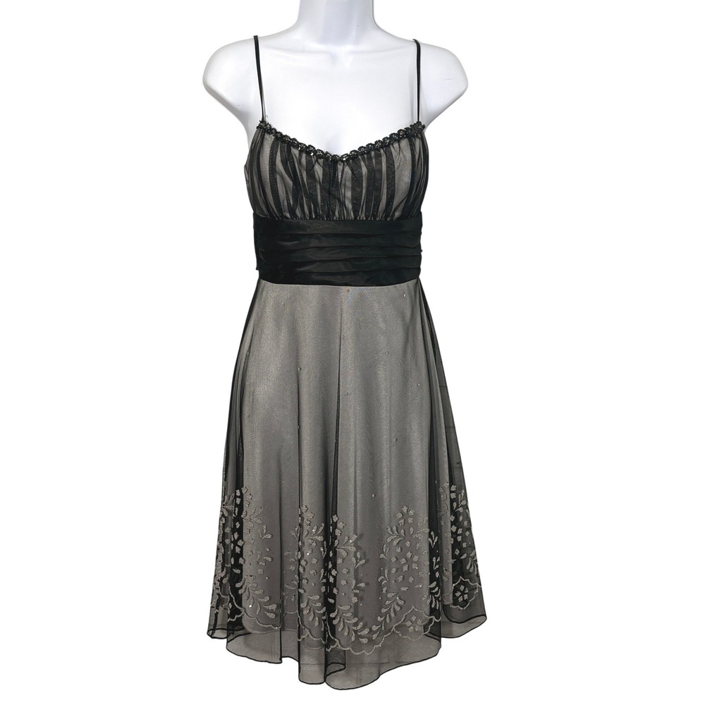 Y2K Black Babydoll Embellished Formal Dress Medium Whimsigoth Homecoming Hoco